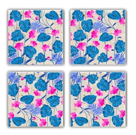 Hermia Set de 4 Alfombrillas de Cristal 100% Piedra Natural Multicolor